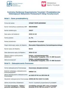 Wpis do rejestru Organizatorów Turystyki